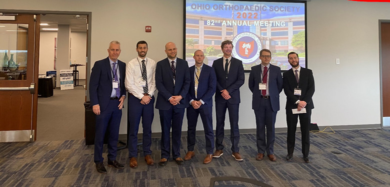 UC Orthopaedic Surgery Residents 2nd, 3rd and 4th from the left: Jack Buchan MD, Andrew Steffensmeier MD and Zachary Crawford MD and 6th from the left: Brendan Southam MD.