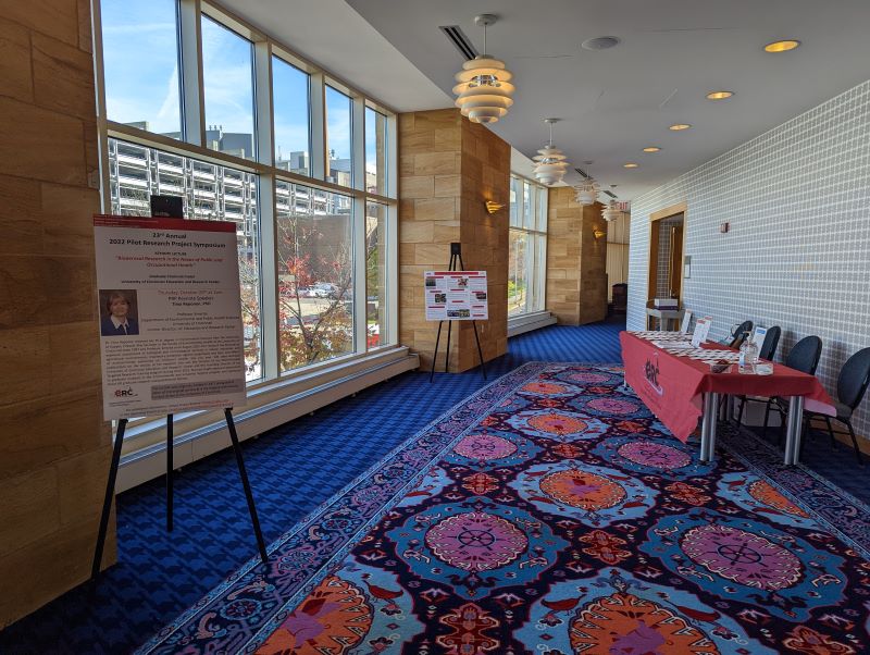 lobby of hotel set up for event registration