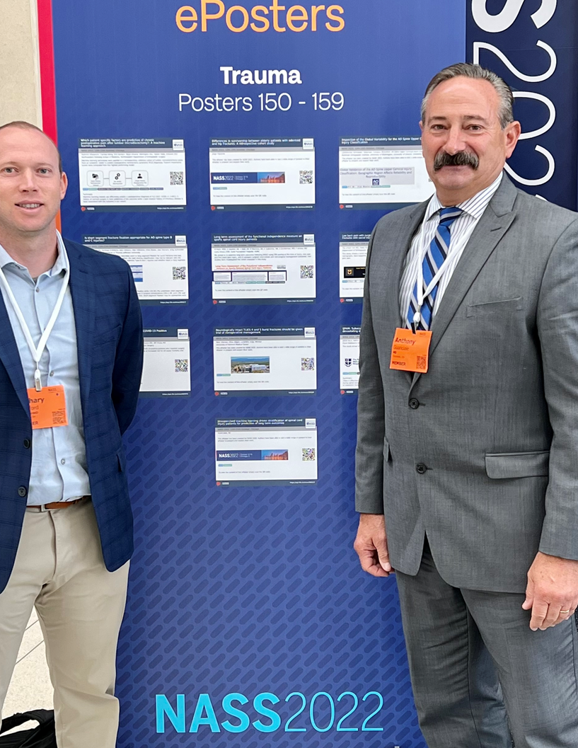 Pictured are Orthopaedic Surgery Resident Zach Crawford MD (left) and Anthony Guanciale MD (right) at the NASS meeting.