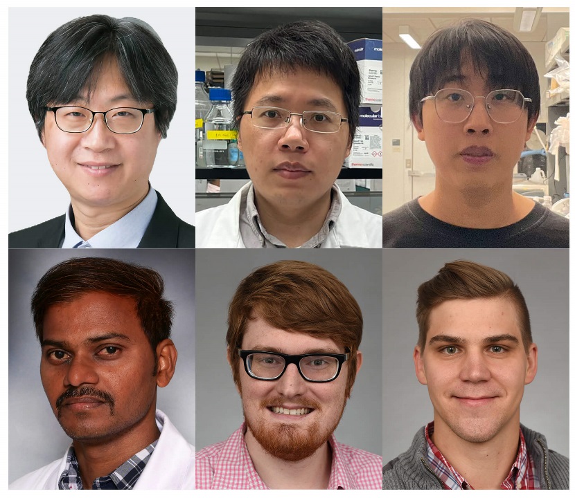 Photo of postdocs: Drs. Lee, Song, Yang, Talari, Parker, Glorius