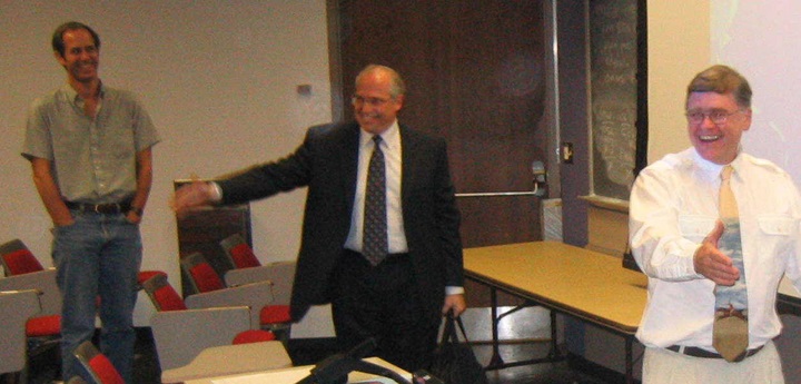 photo of Drs. Chip Montrose, Aviad Haramati, and Bob Banks (L to R)